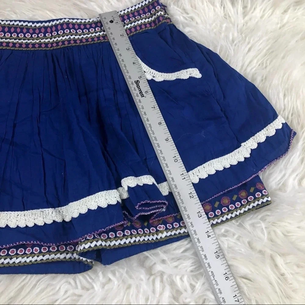 Raga Blue Sky Embroidered Mini Skort Size S 6108